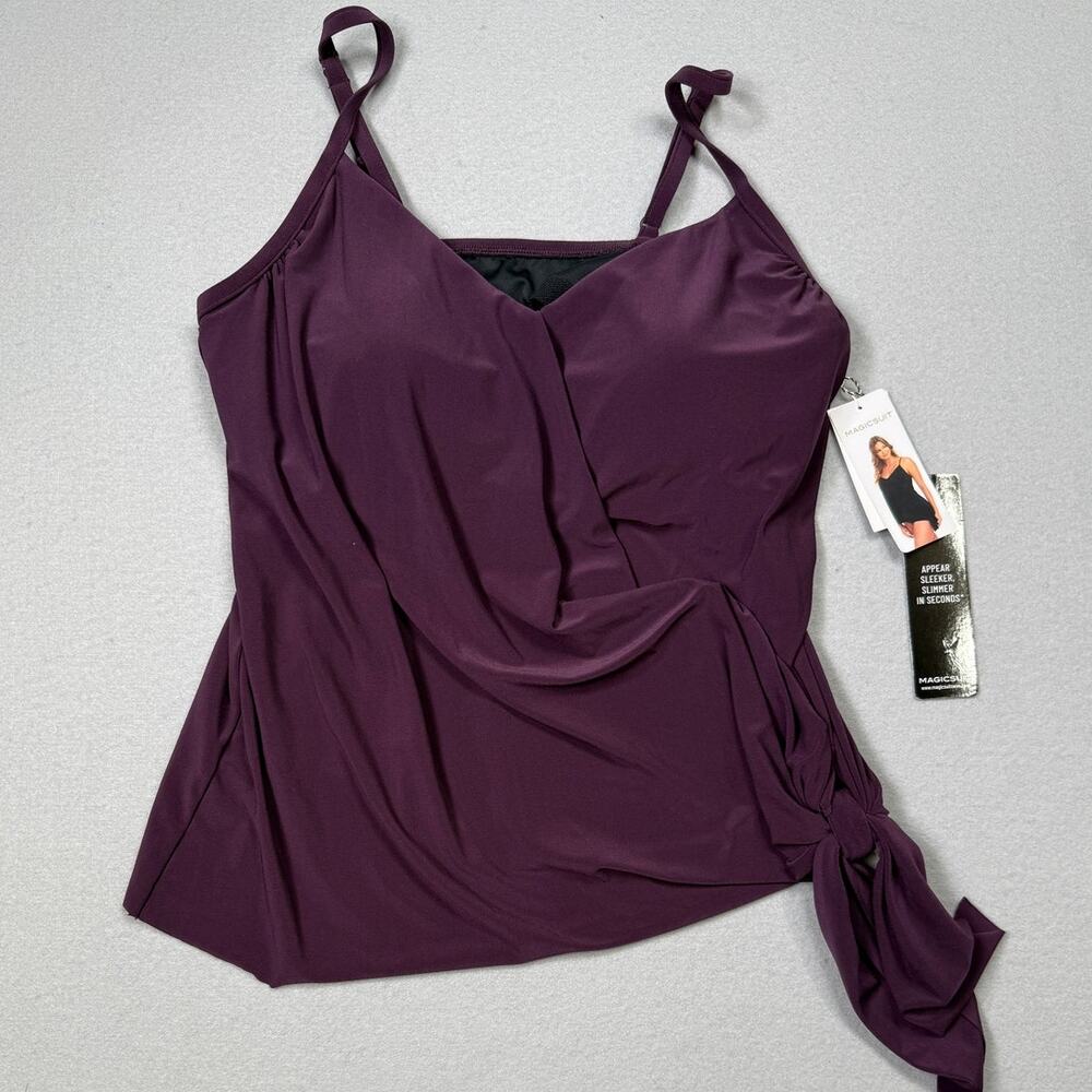 Magicsuit Alex Side-Tie Underwire Tankini Top Prune 14 $128